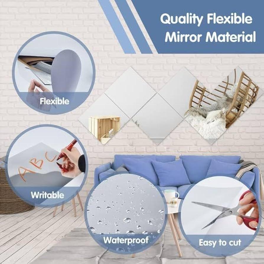 EiFESS Acrylic Reflective Mirror Stickers Non-Glass 126*110*63mm  12PCS