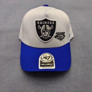 Men's Fashion 47Brand Hard Top Letter Duckbill Baseball Cap White/Blue Raider's